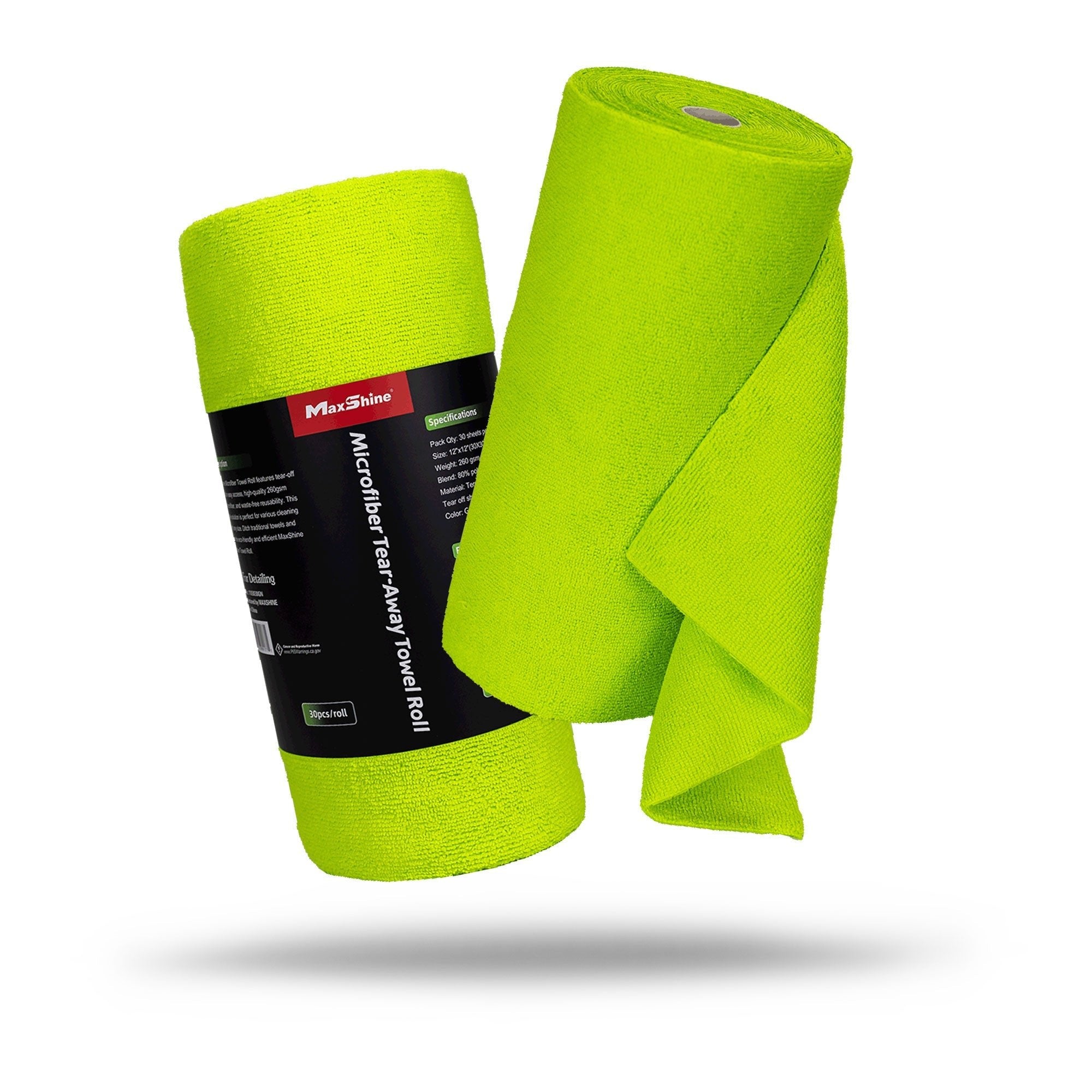 MaxShine 260GSM Tear-Away Microfiber Towel Roll (30 Sheets)